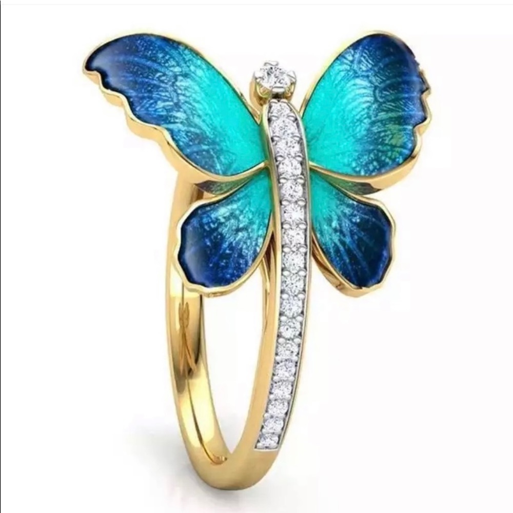 14 Gold Plated zircon butterfly ring